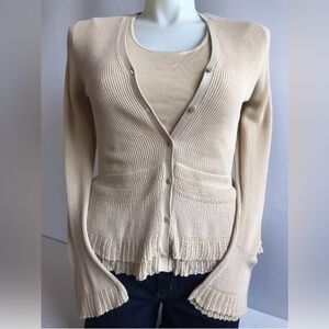 Ralph Lauren Cardigan PL Peplum Waist Bell Sleeves Feminine Romantic Style